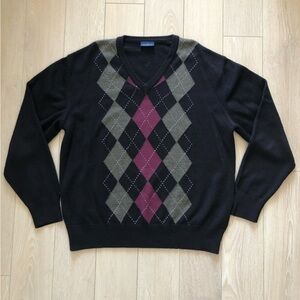 Daniel Hechter Paris Black Argyle V Neck Sweater